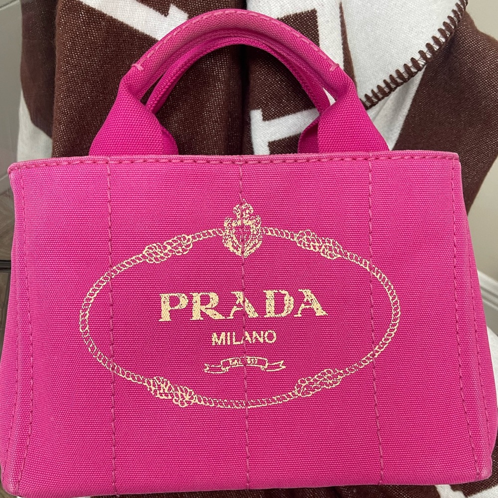 Pink Prada Canapa Logo Tote